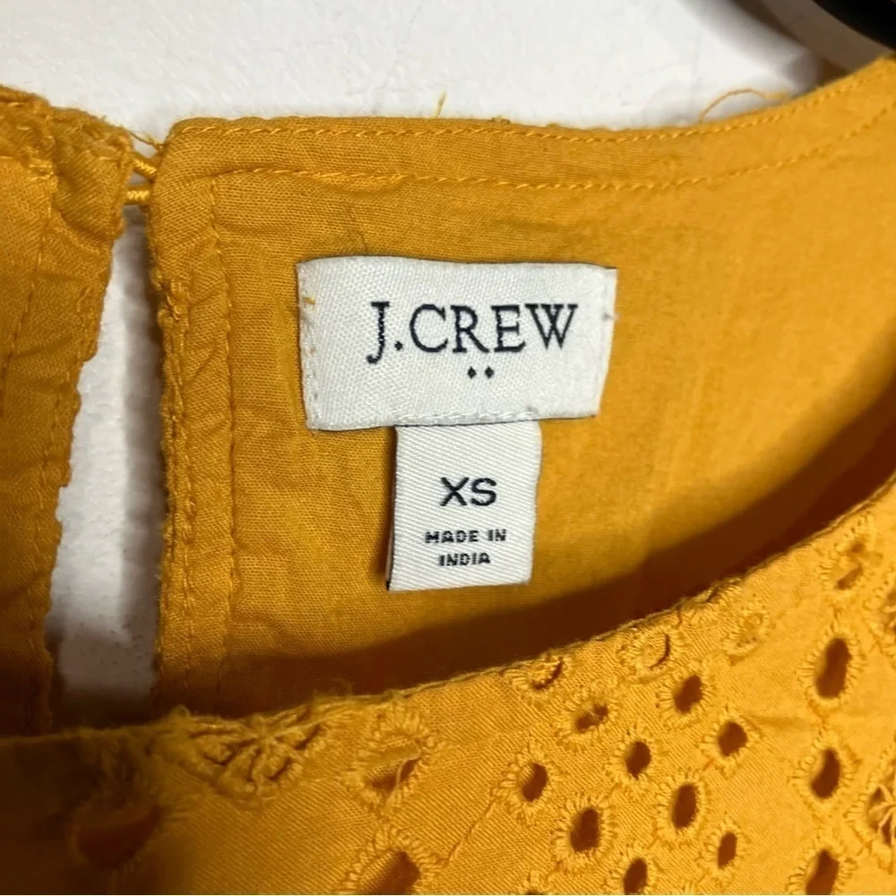 J. Crew eyelet puffed sleeve blouse golden‎ yellow size XS